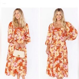 Show Me Your Mumu Elaina Midi Dress (Poppy Bloom) | Size Medium